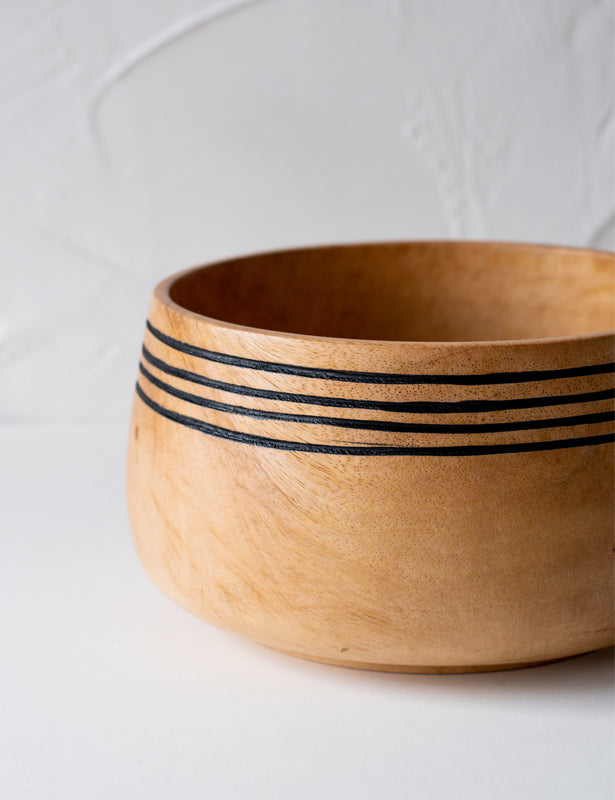 Striped Wood Bowl