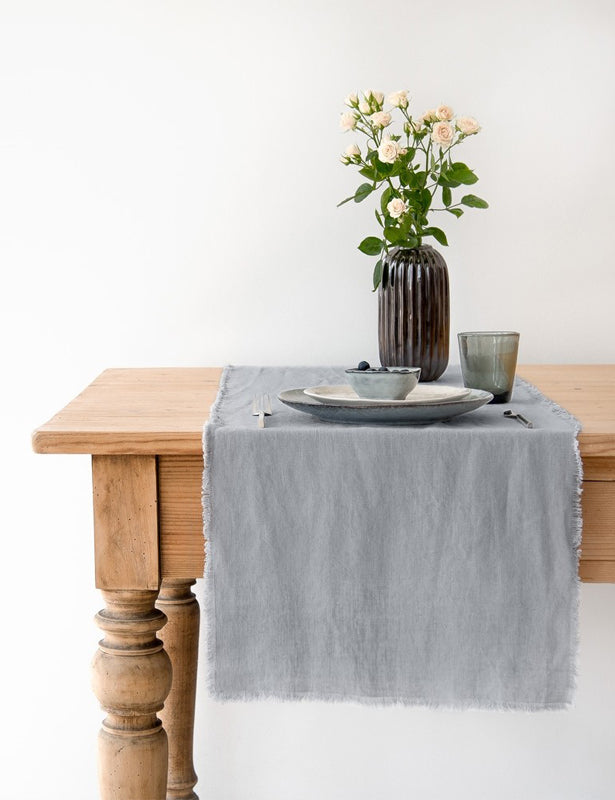 Linen Table Runner - Light Grey